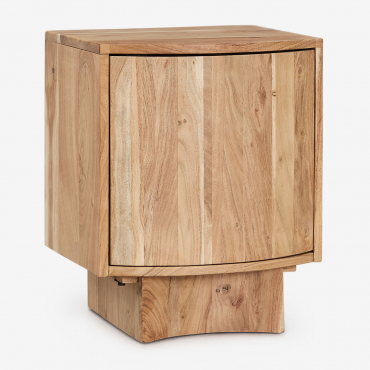 Atlanta Wood Bedside Table 40x35 Cm Rustic Acacia Brown - Sklum