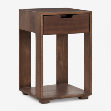 Pack Of 2 Square Bedside Tables 35x35 Cm In Leduc Wood Dark Handle Wood - Sklum