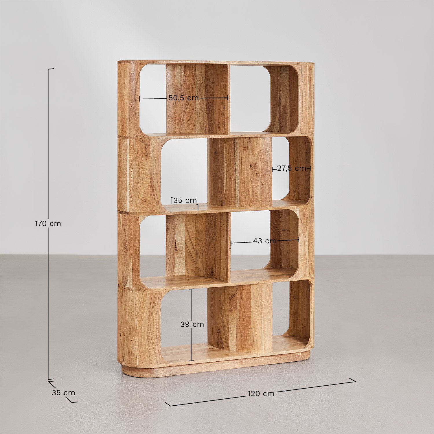 Diepe wooden shelving unit ↑170 cm, MEASURES