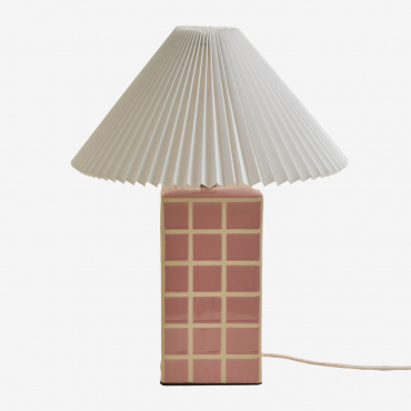 Troms Stoneware And Linen Table Lamp Pink - Sklum