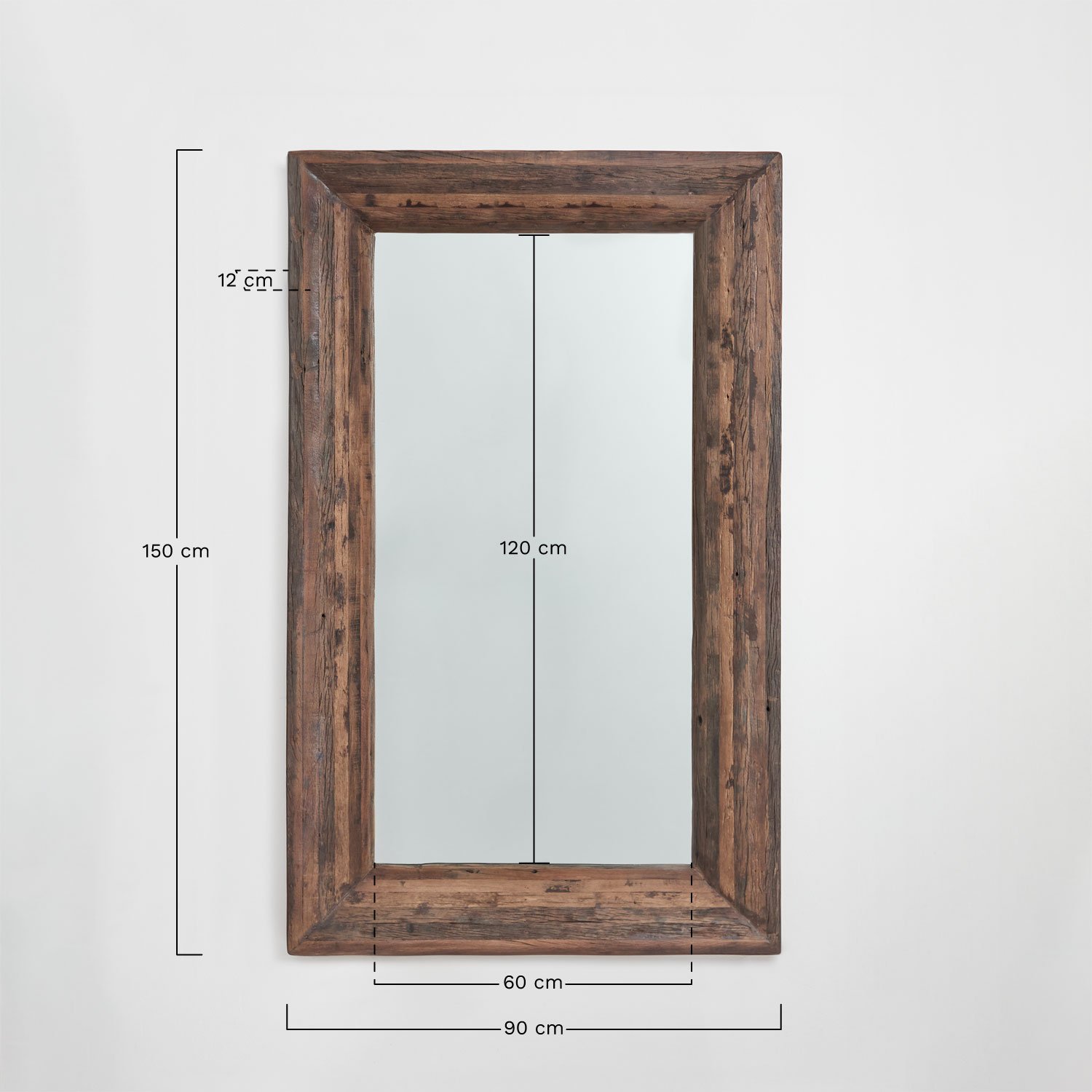 Rectangular wall mirror in recycled wood Juvira, MEASURES