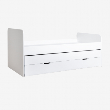Janete Bed For 90 Cm Mattress White & Trundle Bed With Storage & 90 X 190 Cm - Sklum