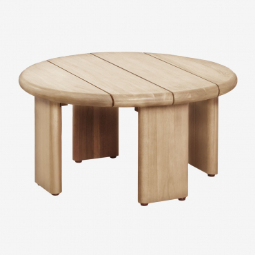 Round Garden Side Table Ø70 Cm In Famara Acacia Wood Light Acacia Brown - Sklum