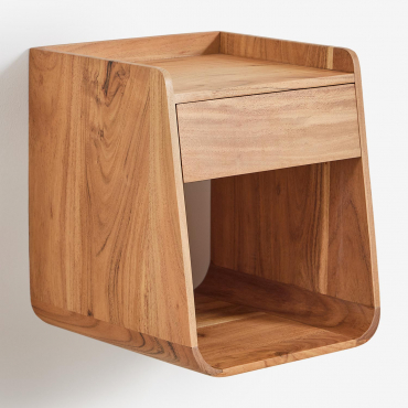 Floating Bedside Table 35x35 Cm In Berigem Acacia Wood Rustic Acacia Brown - Sklum