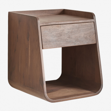 Pack Of 2 Floating Bedside Tables 35x35 Cm In Berigem Acacia Wood Dark Acacia Brown - Sklum