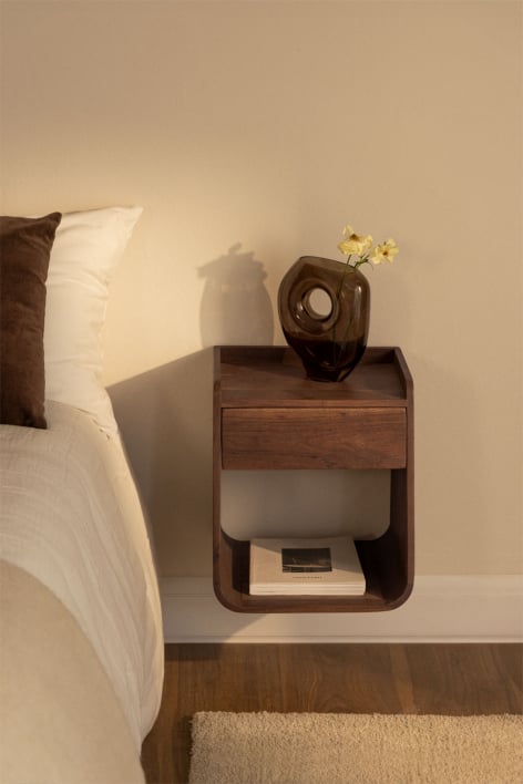 Square bedside table 35x35 cm in Berigem acacia wood