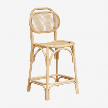 Pack Of 4 High Stools ↑65 Cm In California Rattan Garden Natural - Sklum