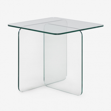 Eliana Square Side Table 50x50 Cm In Tempered Glass Clear - Sklum