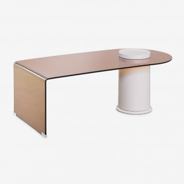 Coffee Table 120x60 Cm In Tempered Glass Soloy Brown - Sklum