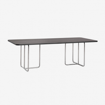 Rectangular Dining Table In Mdf And Stainless Steel Tento Black Ash Veneer & 240 X 100 Cm - Sklum