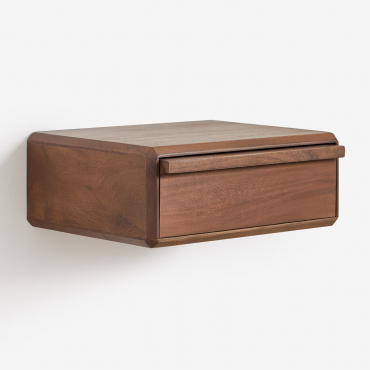 Floating Bedside Table 40x30 Cm In Nordilan Acacia Wood Dark Acacia Brown - Sklum