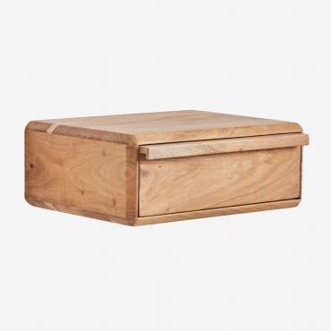 Pack Of 2 Floating Rectangular Bedside Tables 40x30 Cm In Nordilan Acacia Wood Rustic Acacia Brown - Sklum