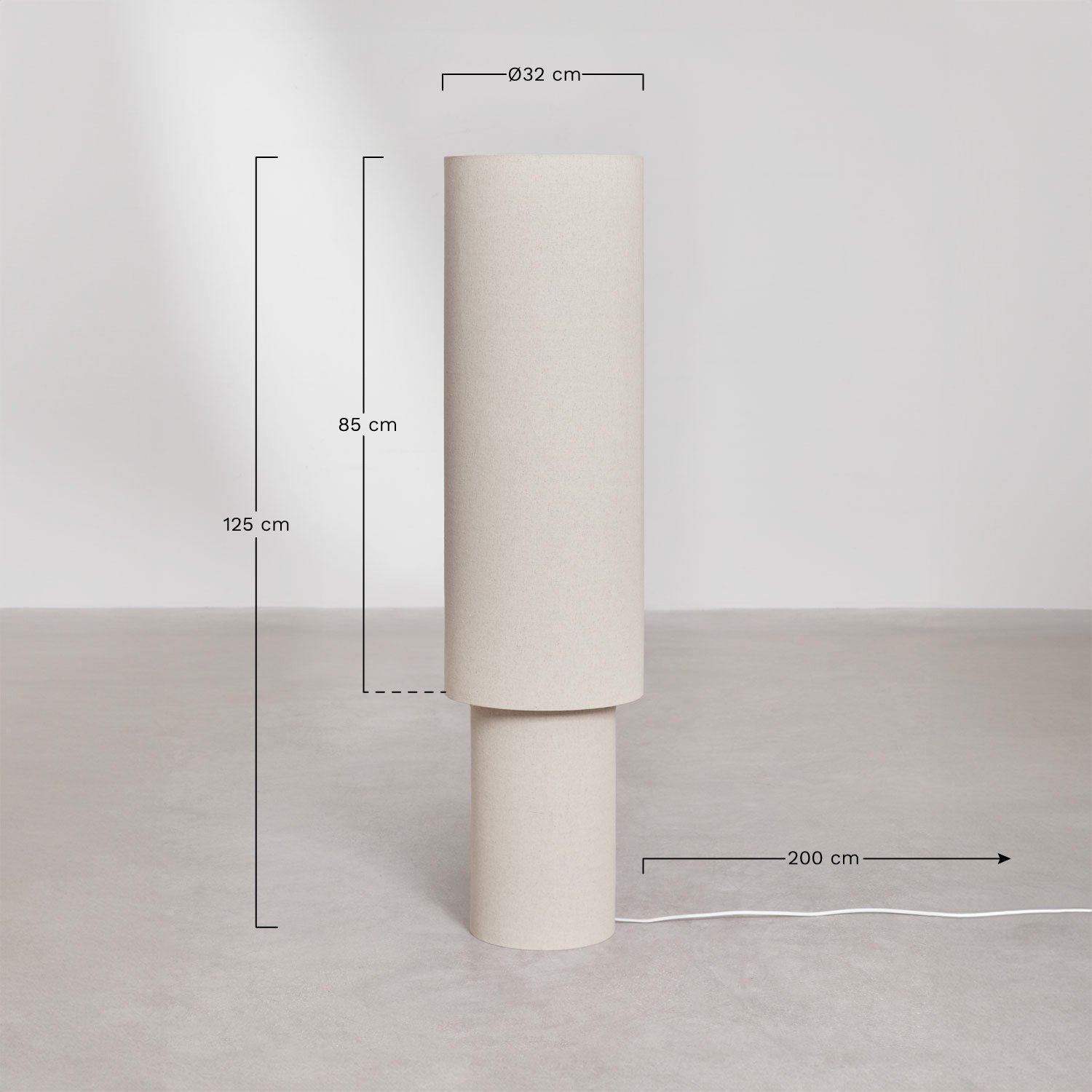 Gioura linen and iron floor lamp, MEASURES