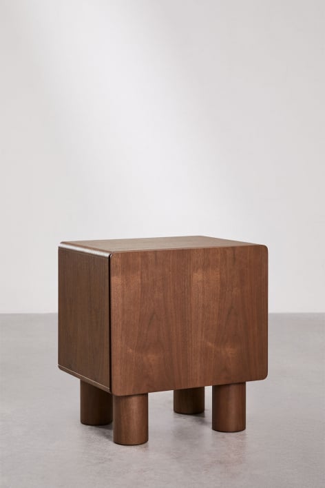 Pack of 2 rectangular bedside tables 50x40 cm in MDF and Gumeri veneer - Dark Brown Wood