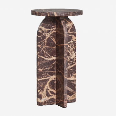 Round Bedside Table Ø30 Cm In Graham Marble Red Marble Cherry Gold - Sklum