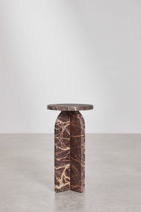 Pack of 2 round bedside tables Ø30 cm in Graham marble - Red Marble Cherry Gold