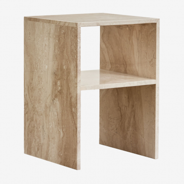 Pack Of 2 Square Bedside Tables 35x35 Cm In Gabrielle Marble Cream Beige Marble - Sklum