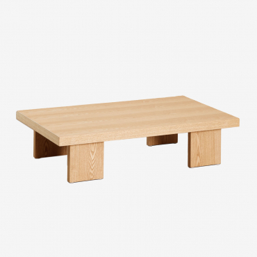 Rectangular Coffee Table 100x60 Cm In Mdf And Bernay Veneer Natural Wood - Sklum