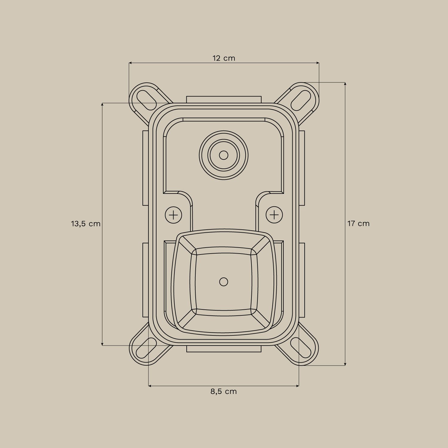 Orveta brass built-in shower column, MEASURES
