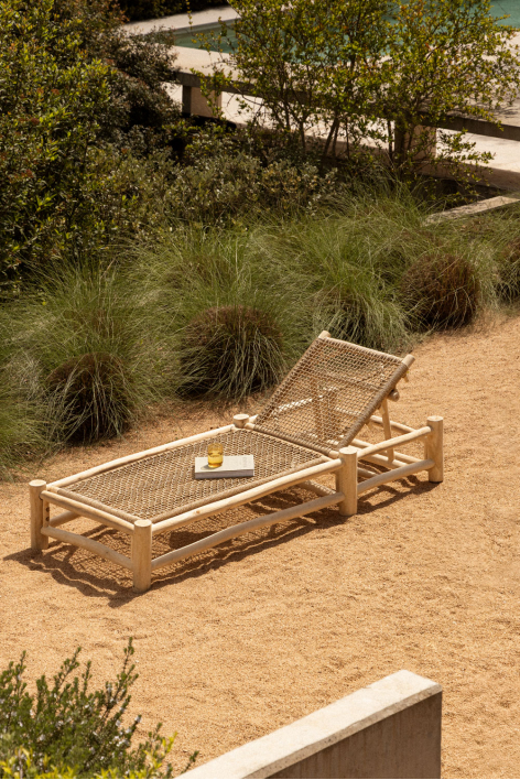 Reclining lounge chair in Bientina teak wood