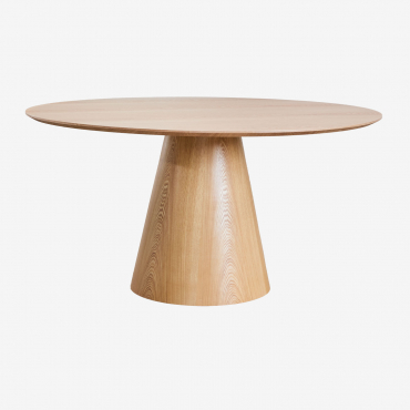 Aura Round Wooden Dining Table Ash Veneer & Ø150 Cm & Ash Veneer - Sklum