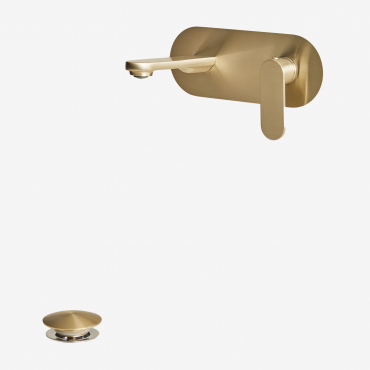 Alameda Brass Built-in Basin Tap Set And Orveta Click-clack Basin Drain Valve Golden & Valve With Overflow - Sklum
