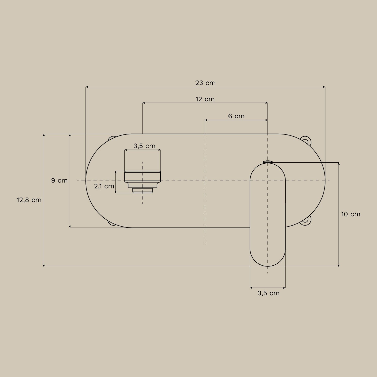 Alameda brass built-in basin tap set and Orveta click-clack basin drain valve, MEASURES