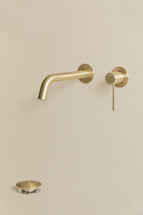 Orveta brass built-in basin faucet set and Click-Clack basin waste valve in stainless steel and brass - Brushed Gold