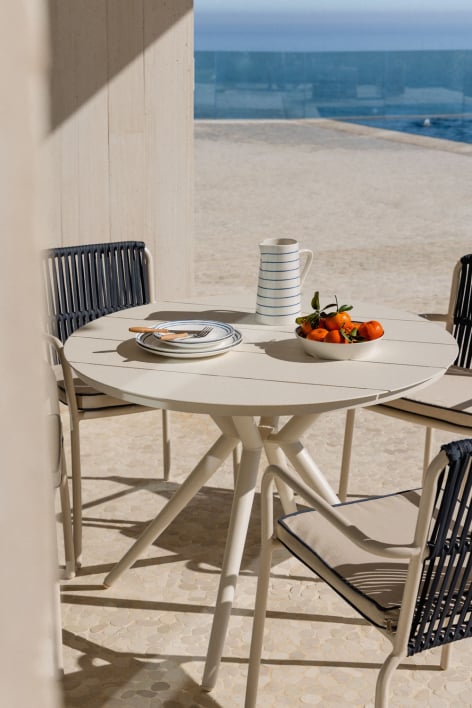 Valerie round aluminum garden table - Tapioca Beige