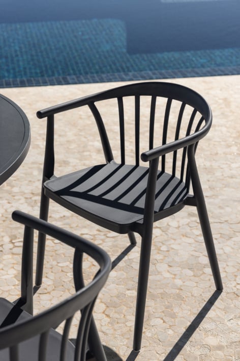 Stackable garden chair with armrests in polypropylene Ivor - Grey Graphite