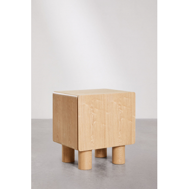 Pack Of 2 Bedside Tables In Mdf And Gumeri Veneer Natural Wood - Sklum