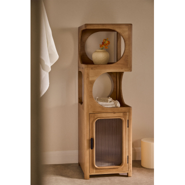 Massilia Acacia Wood And Glass Bathroom Shelf Light Brown Acacia & 40 X 130 Cm - Sklum