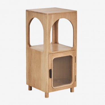 Massilia Acacia Wood And Glass Bathroom Shelf Light Brown Acacia & 40 X 90 Cm - Sklum