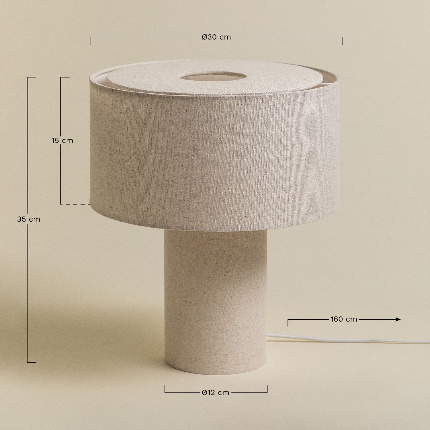 Pianela table lamp, MEASURES