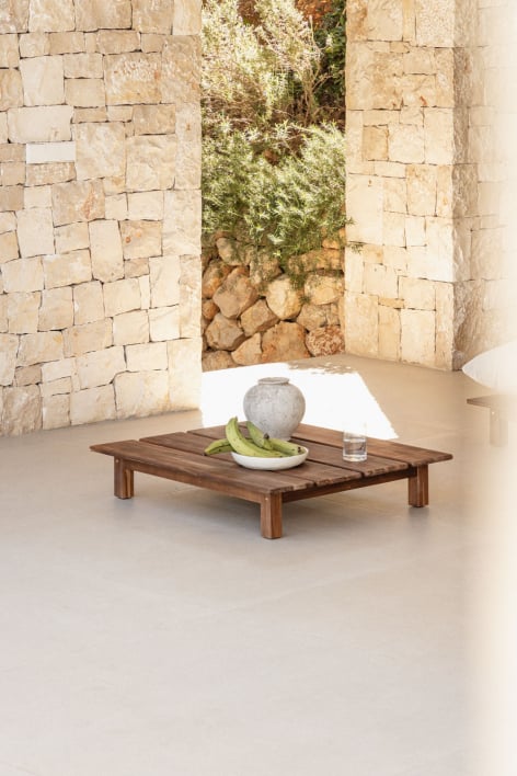Rectangular garden coffee table 85x75 cm in acacia wood Brina