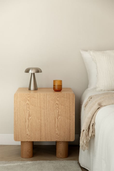 Rectangular bedside table 50x40 cm in MDF and Gumeri veneer