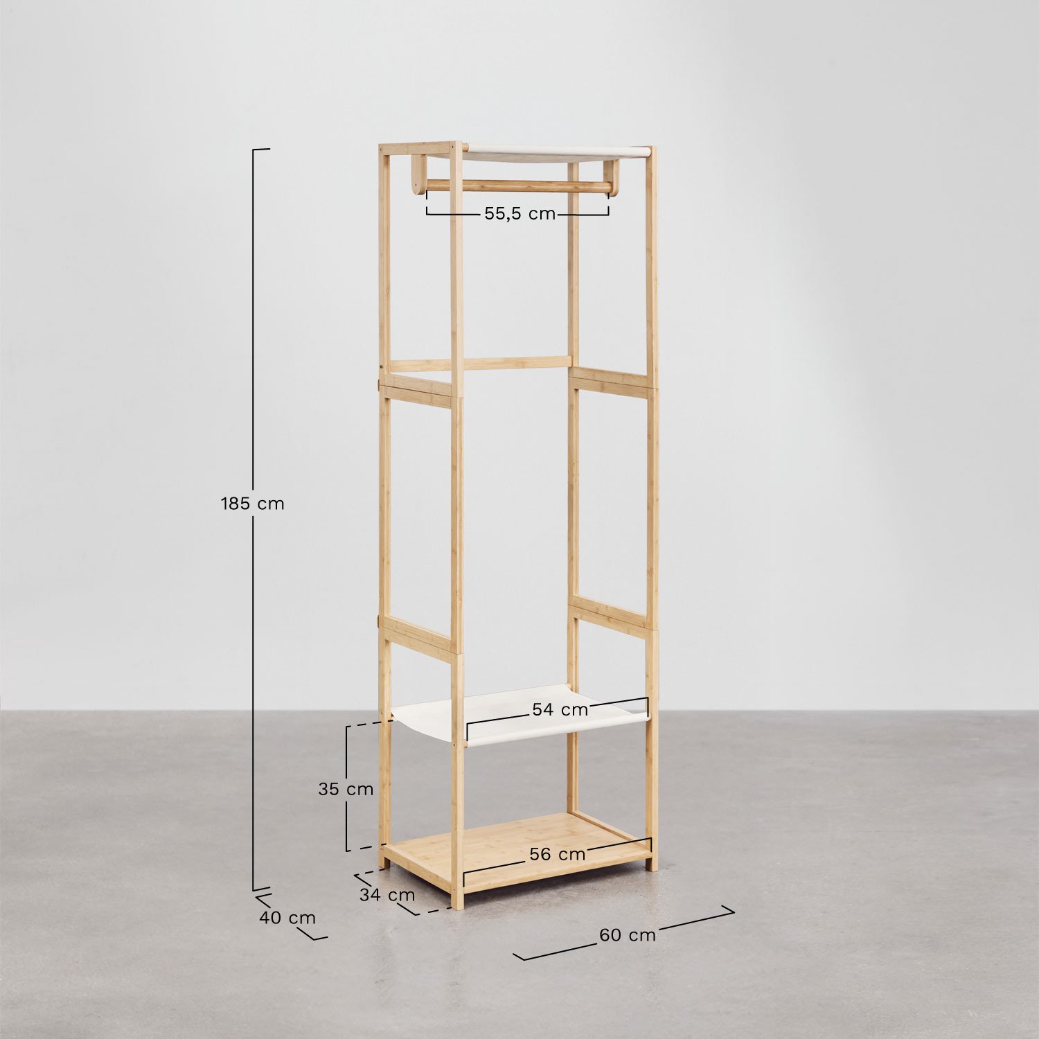 Deneb bamboo open wardrobe, MEASURES