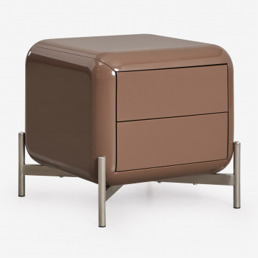 Pack Of 2 Square Bedside Tables 45x45 Cm In Alazne Mdf Camel Brown - Sklum