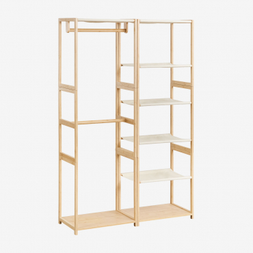 Deneb Bamboo 2-piece Open Modular Wardrobe With Shelving And Clothes Rack Natural - Sklum