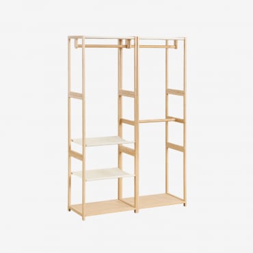 Deneb Bamboo 2-piece Open Modular Wardrobe With Shelves And Clothes Rack Natural - Sklum