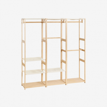 Deneb 3-piece Open Modular Wardrobe With Bamboo Clothes Rack Natural - Sklum