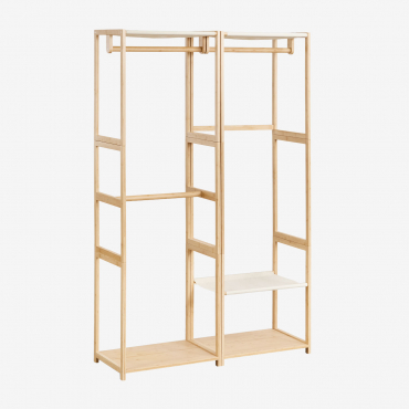 Deneb 2-piece Open Modular Wardrobe With Bamboo Clothes Rack Natural - Sklum