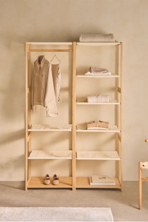 Deneb 2-piece open modular wardrobe with bamboo shelving