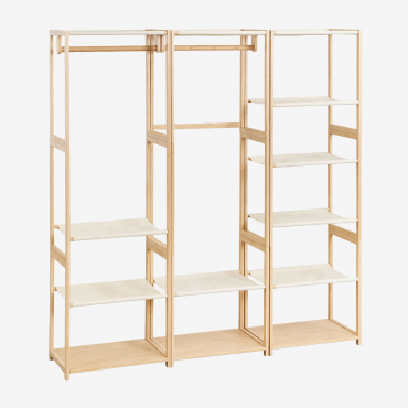 Deneb 3-piece Open Modular Wardrobe With Bamboo Shelving Natural - Sklum