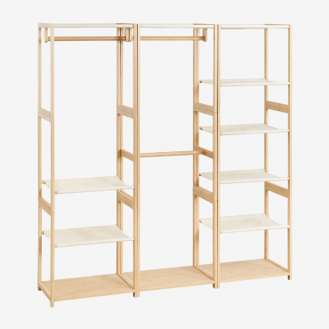 Deneb Bamboo 3-piece Open Modular Wardrobe With Shelving And Clothes Rack Natural - Sklum