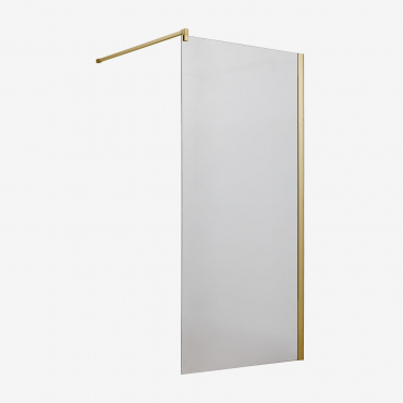 Fixed Shower Screen With 8 Mm Tempered Glass And Bristol Aluminum Brushed Gold & Clear & 100x195 Cm - Sklum