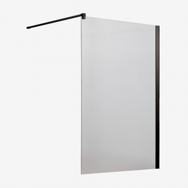 Fixed Shower Screen With 8 Mm Tempered Glass And Bristol Aluminum Matte Black & Clear & 120 X 195 Cm - Sklum