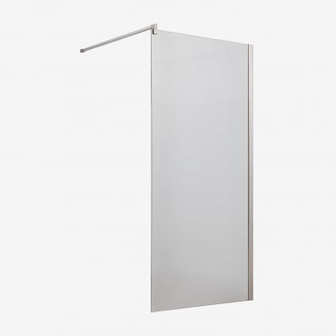 Fixed Shower Screen With 8 Mm Tempered Glass And Bristol Aluminum Brushed Grey & Clear & 80 X 195 Cm - Sklum