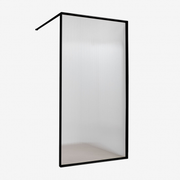 Fixed Shower Screen With 5 Mm Tempered Glass And Trafalgar Aluminum Matte Black & Fluted Transparent & 90 X 195 Cm - Sklum