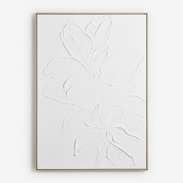 Decorative Painting 100x140 Cm Hand Painted With Cenfix Relief White - Sklum